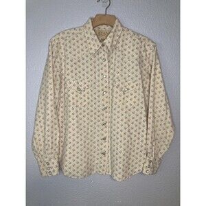 Ryan Michael Womens L 100% Silk Western Pearl Snap Floral Shirt Rockabilly Rodeo